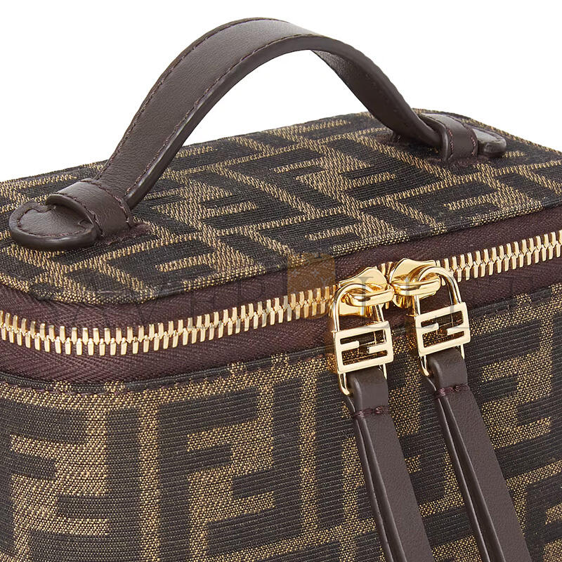 F**di vanity tobacco brown ff jacquard fabric mini-bag 8bs108afpmf1gl7 (16*11*8cm)